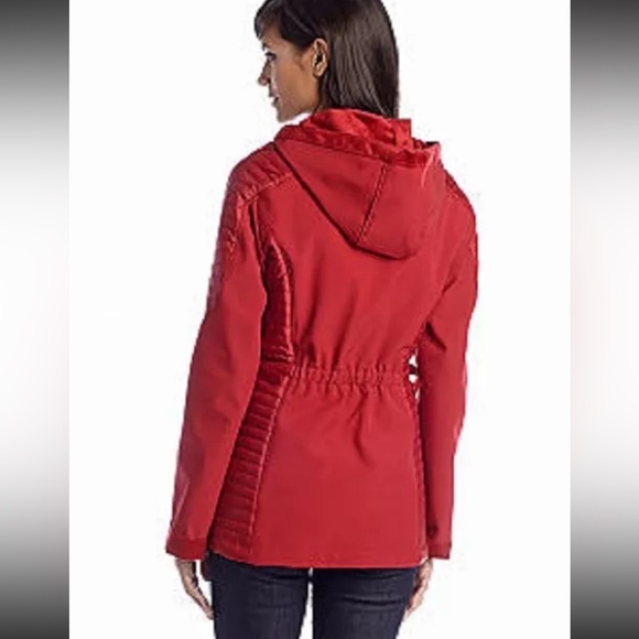 Jones New York Red Outerwear Faux Fur Hooded Mixed Media Velour Pile Coat - $180 - Picture 2 of 13